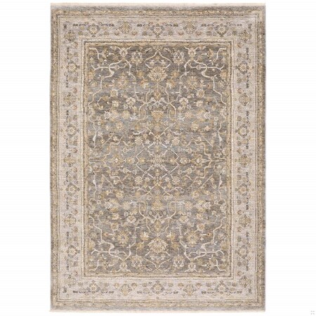Homeroots 5 x 8 ft. Beige Gray Machine Woven Oriental Indoor Area Rug 388295